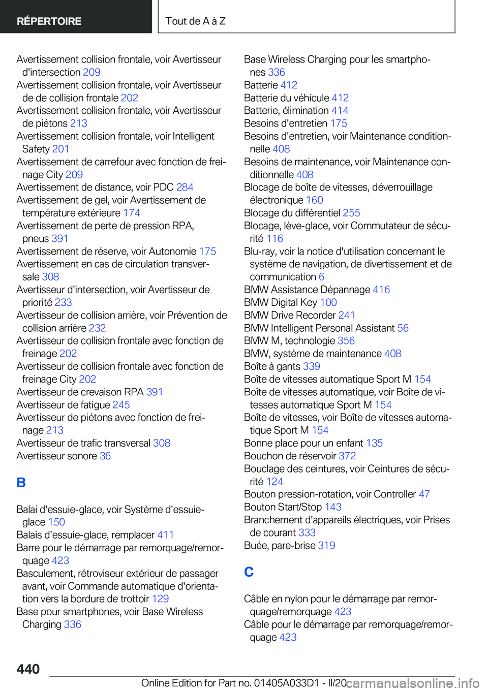 BMW X5 M 2020  Notices Demploi (in French) �A�v�e�r�t�i�s�s�e�m�e�n�t��c�o�l�l�i�s�i�o�n��f�r�o�n�t�a�l�e�,��v�o�i�r��A�v�e�r�t�i�s�s�e�u�r�d�'�i�n�t�e�r�s�e�c�t�i�o�n� �2�0�9�
�A�v�e�r�t�i�s�s�e�m�e�n�t��c�o�l�l�i�s�i�o�n��f�r�o�n