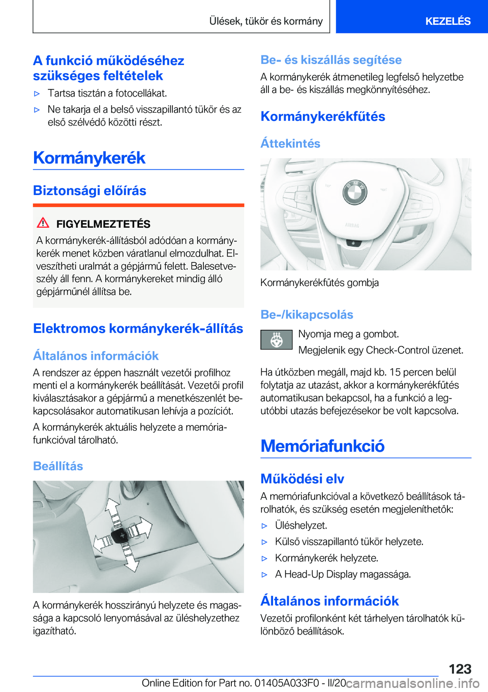 BMW X5 M 2020  Kezelési útmutató (in Hungarian) �A��f�u�n�k�c�i�