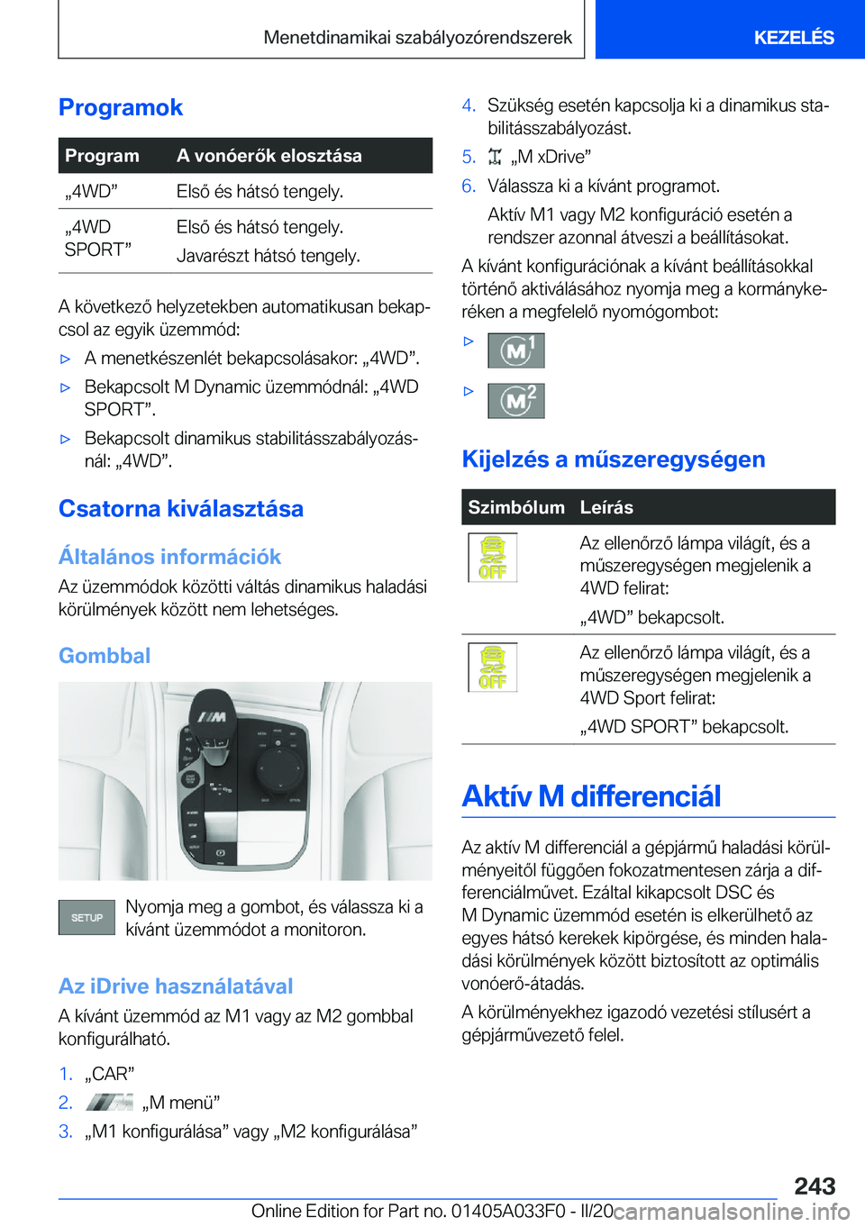BMW X5 M 2020  Kezelési útmutató (in Hungarian) �P�r�o�g�r�a�m�o�k�P�r�o�g�r�a�m�A��v�o�n�