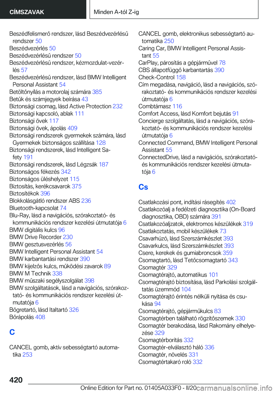 BMW X5 M 2020  Kezelési útmutató (in Hungarian) �B�e�s�z�