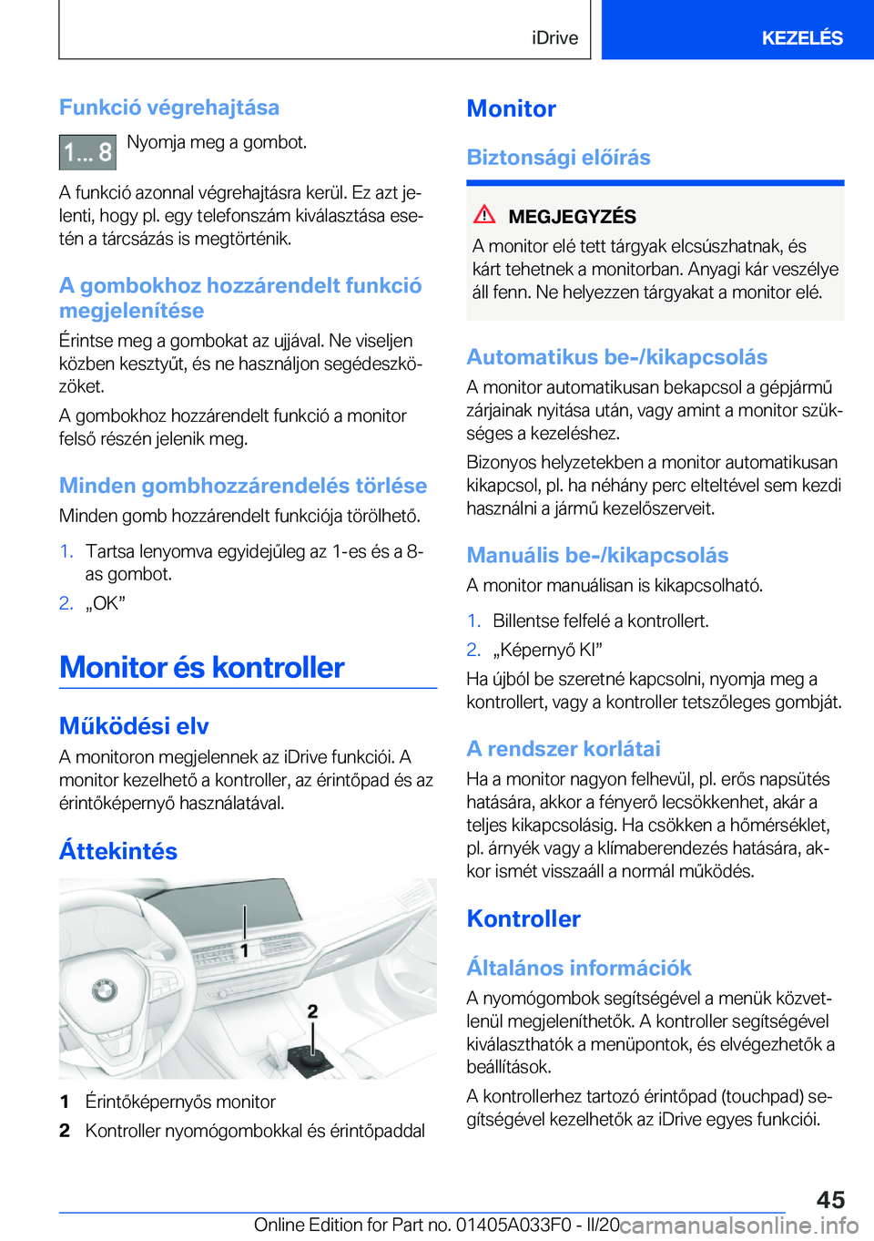 BMW X5 M 2020  Kezelési útmutató (in Hungarian) �F�u�n�k�c�i�