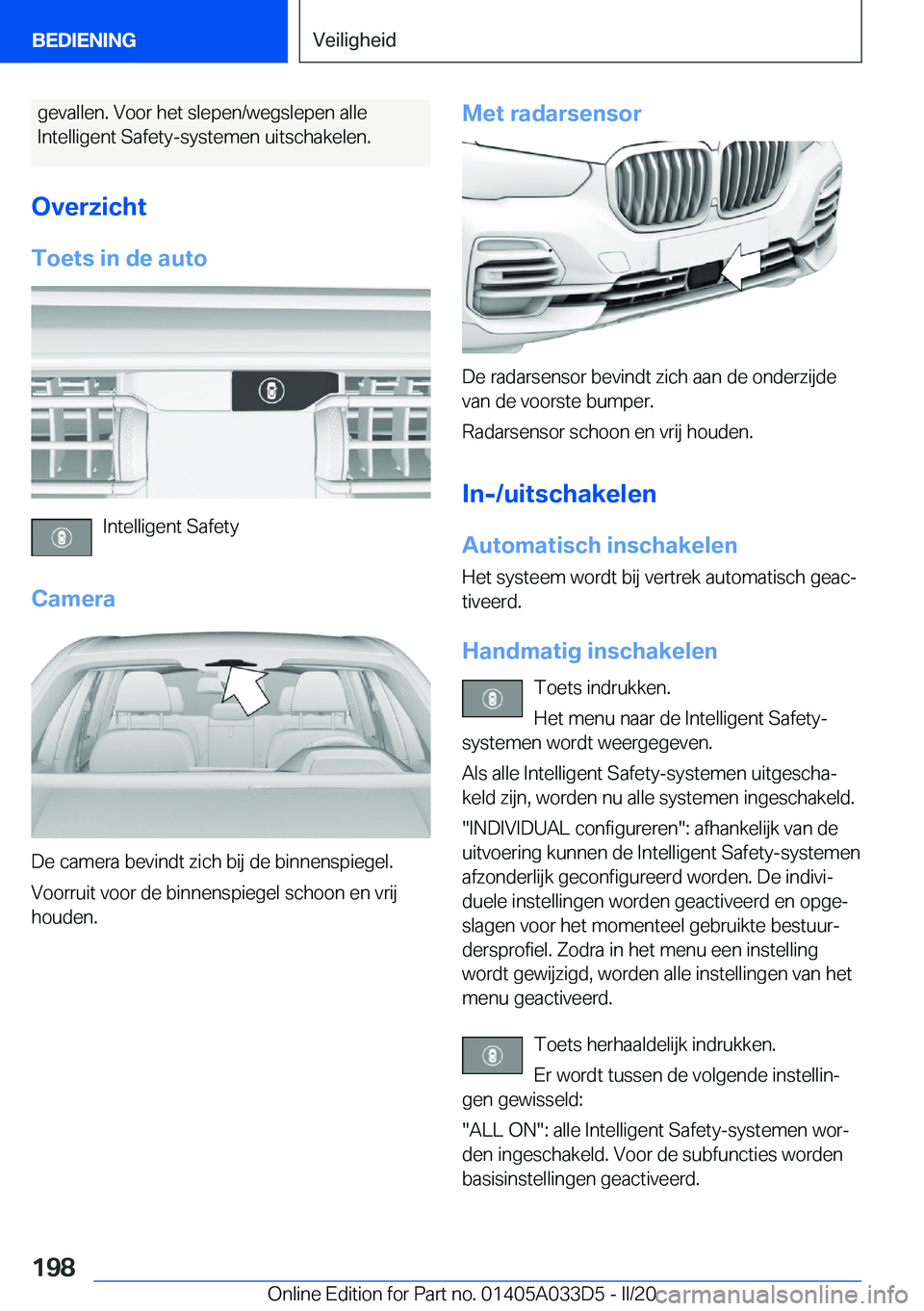 BMW X5 M 2020  Instructieboekjes (in Dutch) �g�e�v�a�l�l�e�n�.��V�o�o�r��h�e�t��s�l�e�p�e�n�/�w�e�g�s�l�e�p�e�n��a�l�l�e�I�n�t�e�l�l�i�g�e�n�t��S�a�f�e�t�y�-�s�y�s�t�e�m�e�n��u�i�t�s�c�h�a�k�e�l�e�n�.
�O�v�e�r�z�i�c�h�t �T�o�e�t�s��i�n�