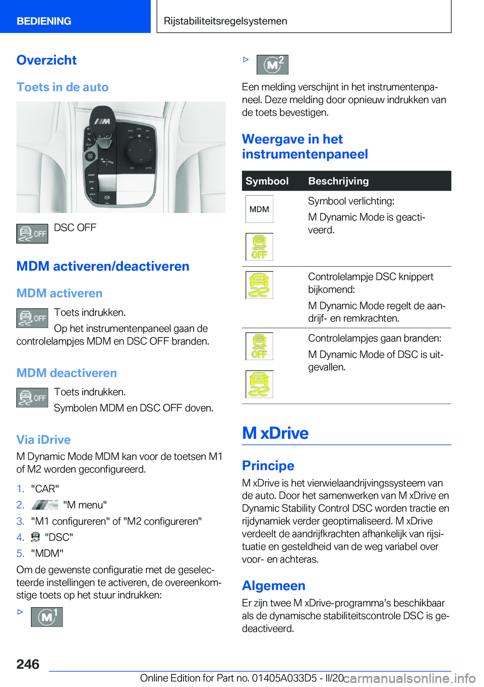 BMW X5 M 2020  Instructieboekjes (in Dutch) �O�v�e�r�z�i�c�h�t�T�o�e�t�s��i�n��d�e��a�u�t�o
�D�S�C��O�F�F
�M�D�M��a�c�t�i�v�e�r�e�n�/�d�e�a�c�t�i�v�e�r�e�n
�M�D�M��a�c�t�i�v�e�r�e�n �T�o�e�t�s��i�n�d�r�u�k�k�e�n�.
�O�p��h�e�t��i�n�s�t�