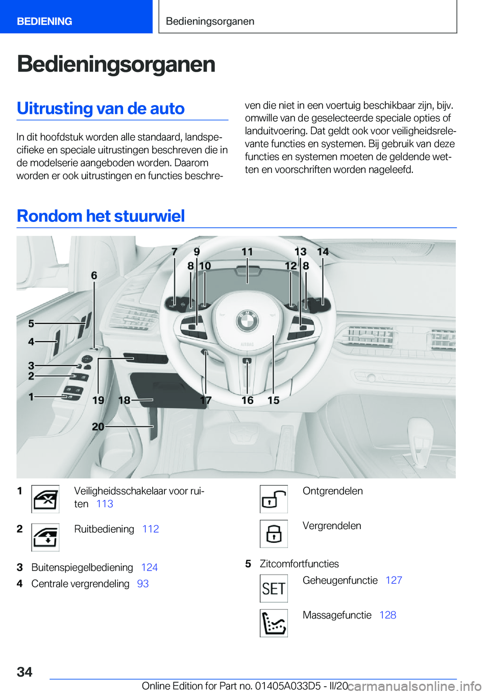 BMW X5 M 2020  Instructieboekjes (in Dutch) �B�e�d�i�e�n�i�n�g�s�o�r�g�a�n�e�n�U�i�t�r�u�s�t�i�n�g��v�a�n��d�e��a�u�t�o
�I�n��d�i�t��h�o�o�f�d�s�t�u�k��w�o�r�d�e�n��a�l�l�e��s�t�a�n�d�a�a�r�d�,��l�a�n�d�s�p�ej�c�i�f�i�e�k�e��e�n��s�