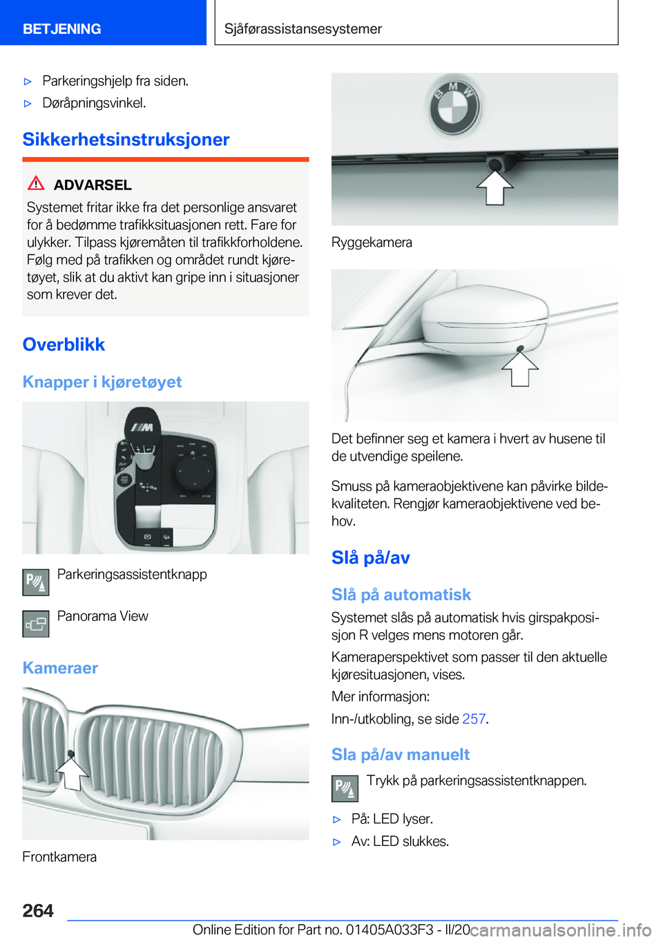 BMW X5 M 2020  InstruksjonsbØker (in Norwegian) 'x�P�a�r�k�e�r�i�n�g�s�h�j�e�l�p��f�r�a��s�i�d�e�n�.'x�D�