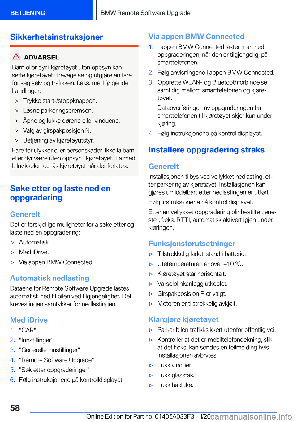 BMW X5 M 2020  InstruksjonsbØker (in Norwegian) �S�i�k�k�e�r�h�e�t�s�i�n�s�t�r�u�k�s�j�o�n�e�r
�A�D�V�A�R�S�E�L
�B�a�r�n��e�l�l�e�r��d�y�r��i��k�j�