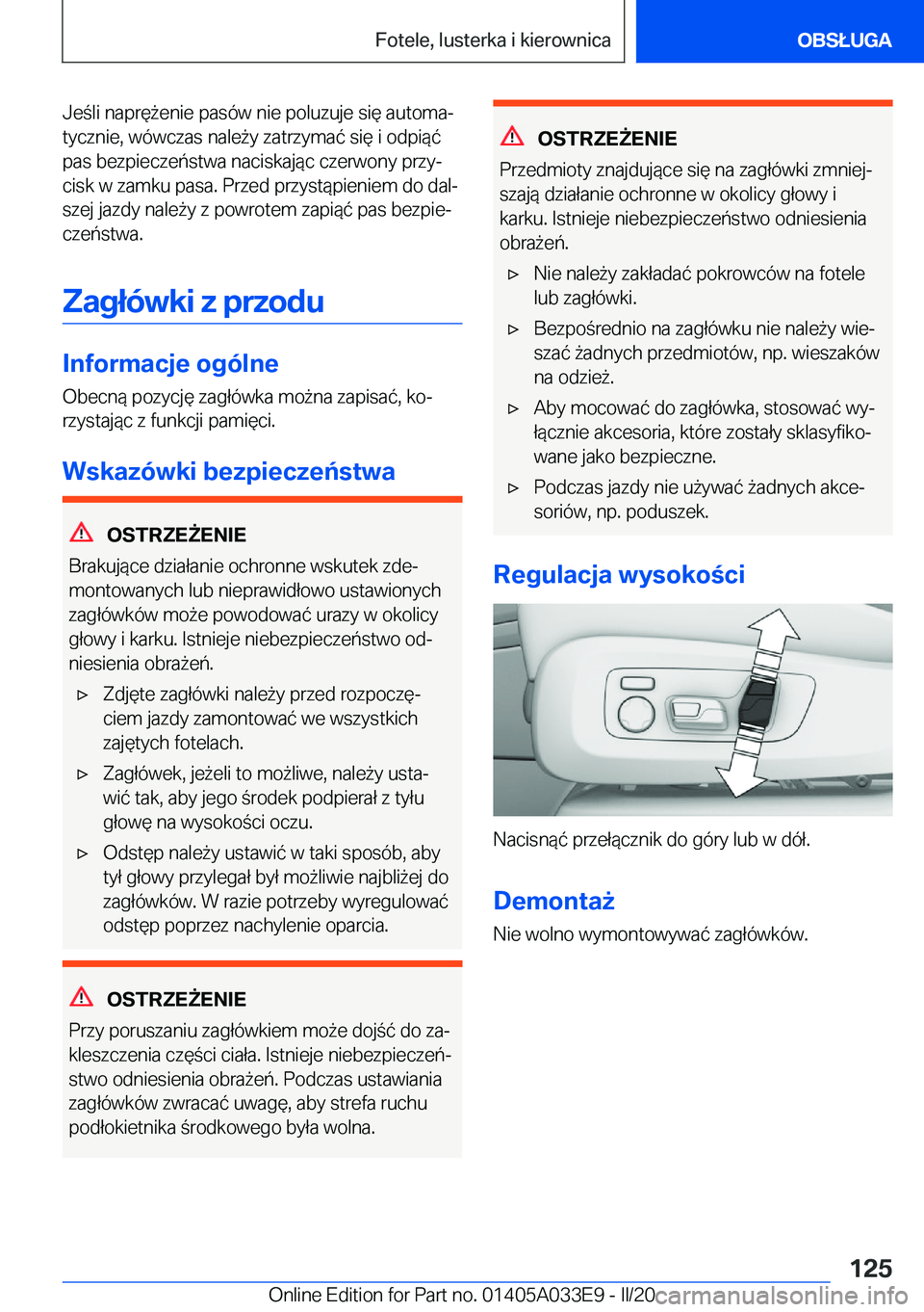 BMW X5 M 2020  Instrukcja obsługi (in Polish) �J�e�l�i��n�a�p�r�