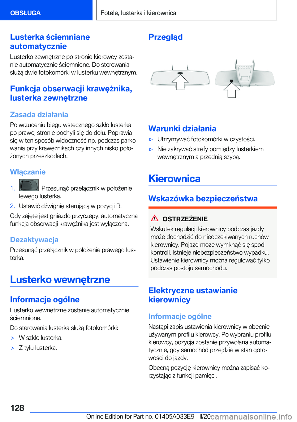BMW X5 M 2020  Instrukcja obsługi (in Polish) �L�u�s�t�e�r�k�a��c�i�e�m�n�i�a�n�e
�a�u�t�o�m�a�t�y�c�z�n�i�e
�L�u�s�t�e�r�k�o��z�e�w�n�
