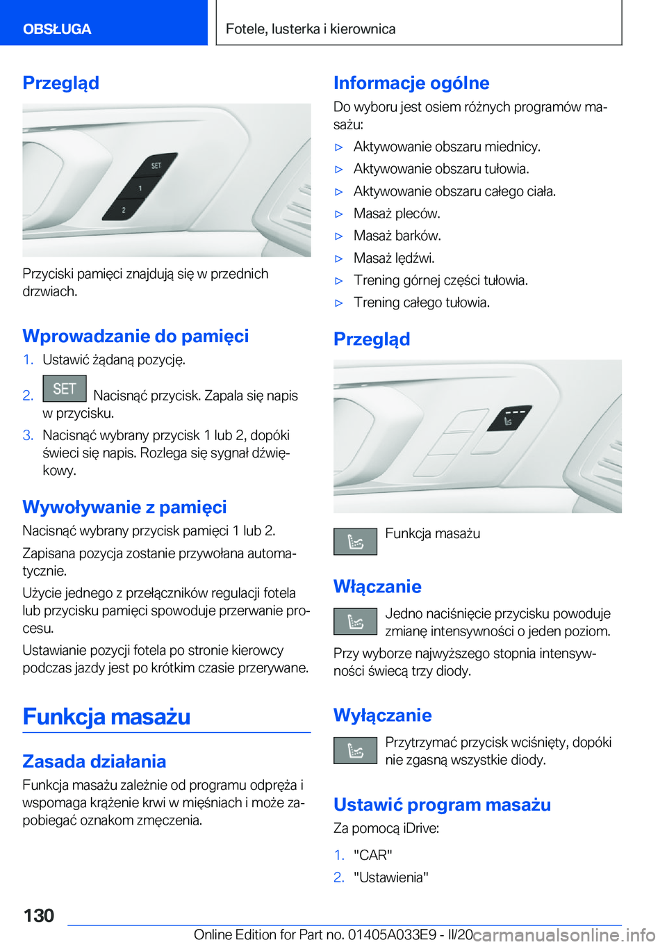 BMW X5 M 2020  Instrukcja obsługi (in Polish) �P�r�z�e�g�l�ą�d
�P�r�z�y�c�i�s�k�i��p�a�m�i�