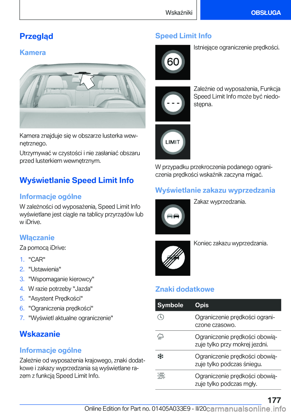 BMW X5 M 2020  Instrukcja obsługi (in Polish) �P�r�z�e�g�l�ą�d�K�a�m�e�r�a
�K�a�m�e�r�a��z�n�a�j�d�u�j�e��s�i�