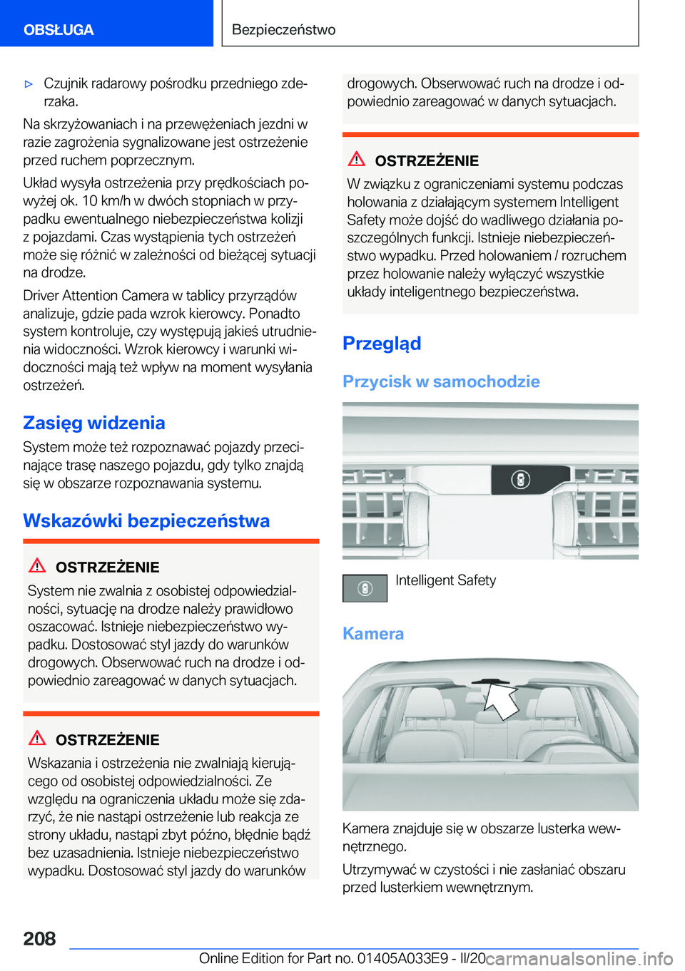 BMW X5 M 2020  Instrukcja obsługi (in Polish) 'x�C�z�u�j�n�i�k��r�a�d�a�r�o�w�y��p�o�r�o�d�k�u��p�r�z�e�d�n�i�e�g�o��z�d�ej�r�z�a�k�a�.
�N�a��s�k�r�z�y9�o�w�a�n�i�a�c�h��i��n�a��p�r�z�e�w�