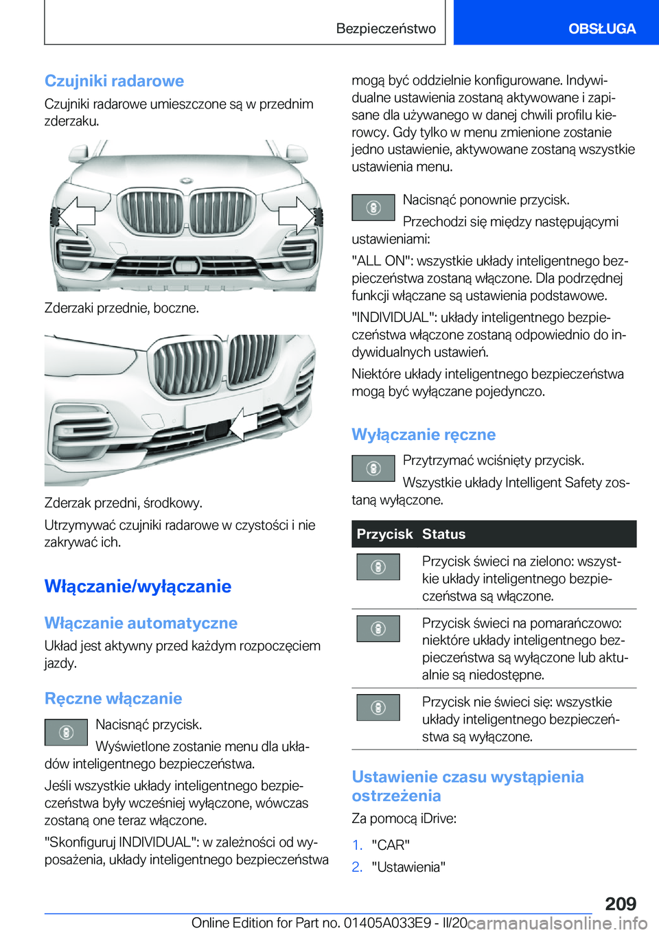 BMW X5 M 2020  Instrukcja obsługi (in Polish) �C�z�u�j�n�i�k�i��r�a�d�a�r�o�w�e
�C�z�u�j�n�i�k�i��r�a�d�a�r�o�w�e��u�m�i�e�s�z�c�z�o�n�e��s�