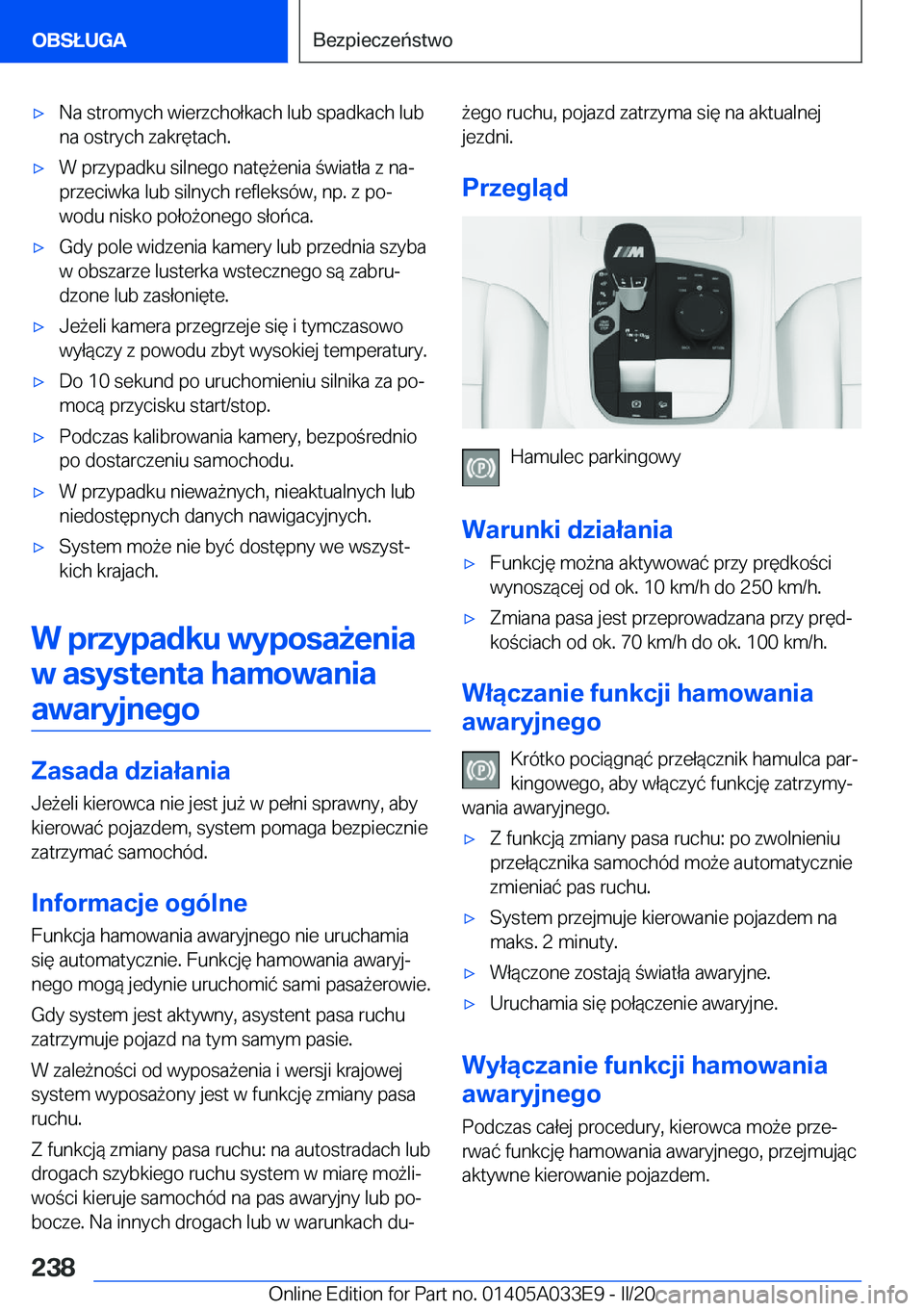 BMW X5 M 2020  Instrukcja obsługi (in Polish) 'x�N�a��s�t�r�o�m�y�c�h��w�i�e�r�z�c�h�o�ł�k�a�c�h��l�u�b��s�p�a�d�k�a�c�h��l�u�b�n�a��o�s�t�r�y�c�h��z�a�k�r�