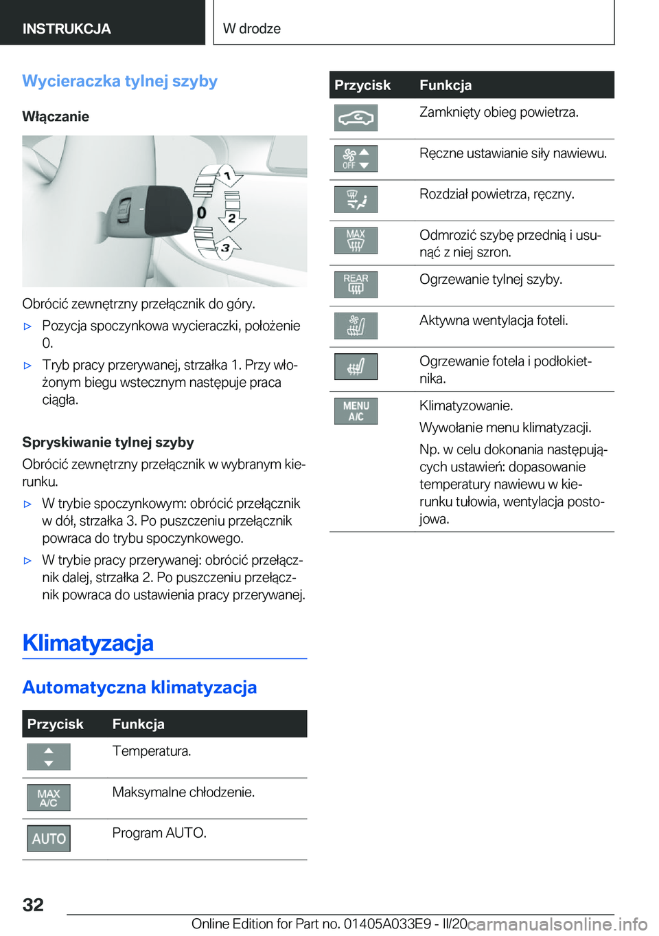 BMW X5 M 2020  Instrukcja obsługi (in Polish) �W�y�c�i�e�r�a�c�z�k�a��t�y�l�n�e�j��s�z�y�b�y�W�ł�ą�c�z�a�n�i�e
�O�b�r�