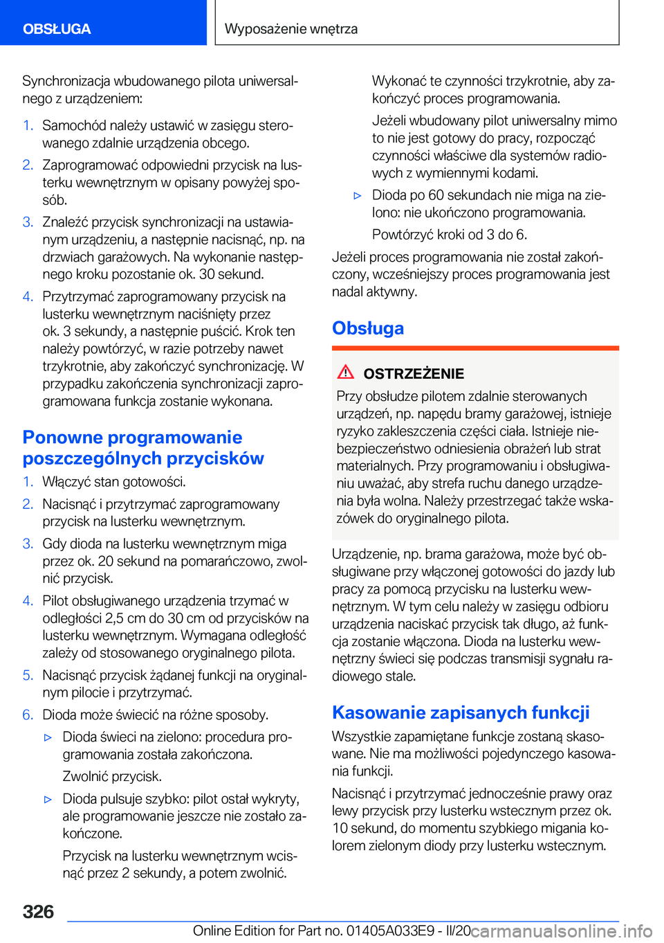 BMW X5 M 2020  Instrukcja obsługi (in Polish) �S�y�n�c�h�r�o�n�i�z�a�c�j�a��w�b�u�d�o�w�a�n�e�g�o��p�i�l�o�t�a��u�n�i�w�e�r�s�a�lj
�n�e�g�o��z��u�r�z�