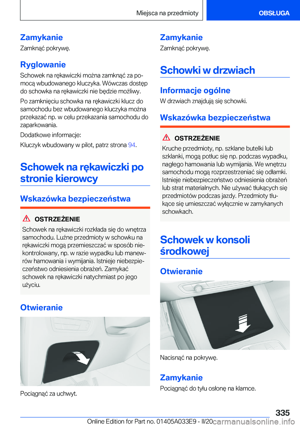 BMW X5 M 2020  Instrukcja obsługi (in Polish) �Z�a�m�y�k�a�n�i�e
�Z�a�m�k�n�