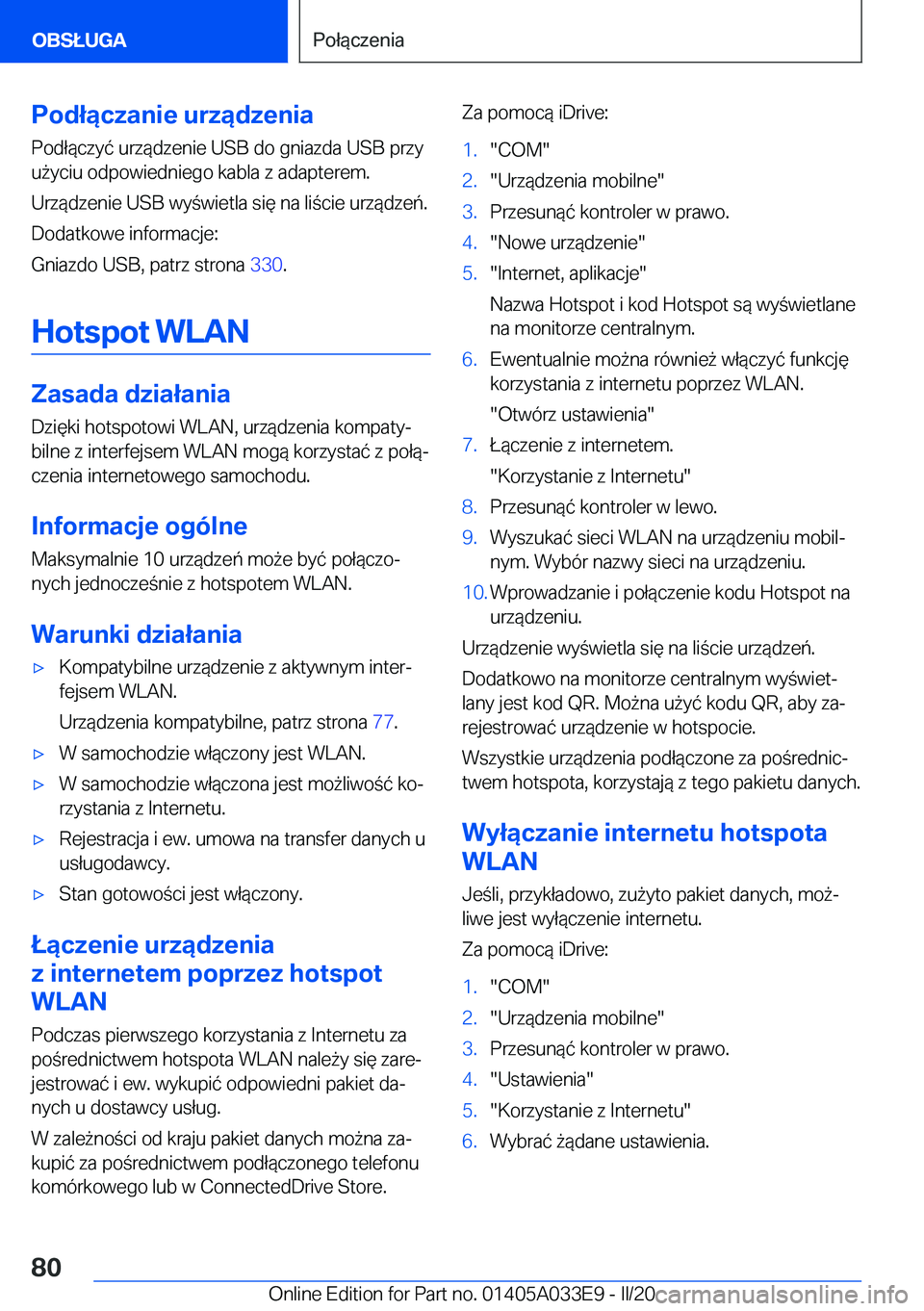 BMW X5 M 2020  Instrukcja obsługi (in Polish) �P�o�d�ł�ą�c�z�a�n�i�e��u�r�z�ą�d�z�e�n�i�a�P�o�d�ł�