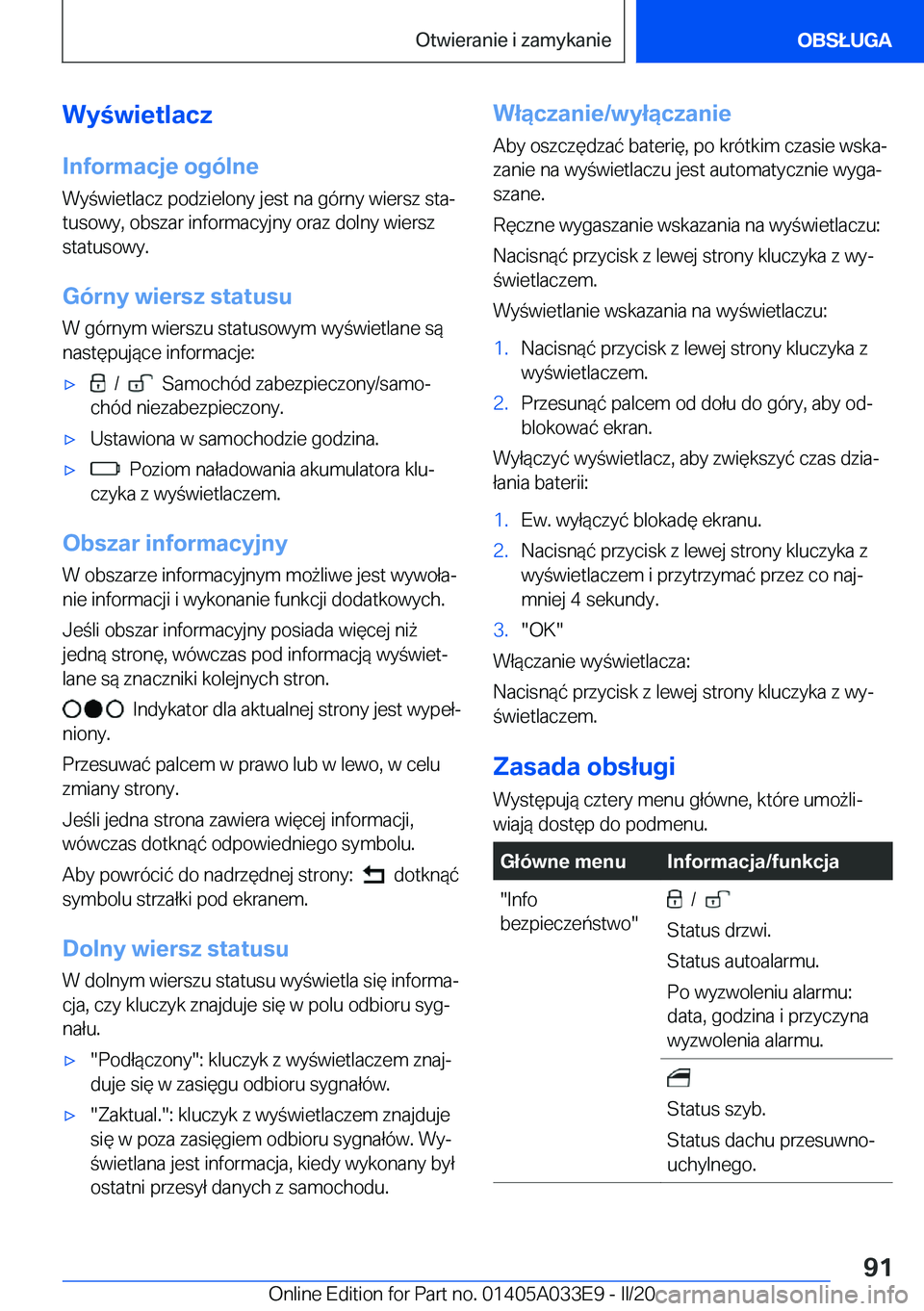 BMW X5 M 2020  Instrukcja obsługi (in Polish) �W�y�w�i�e�t�l�a�c�z
�I�n�f�o�r�m�a�c�j�e��o�g�