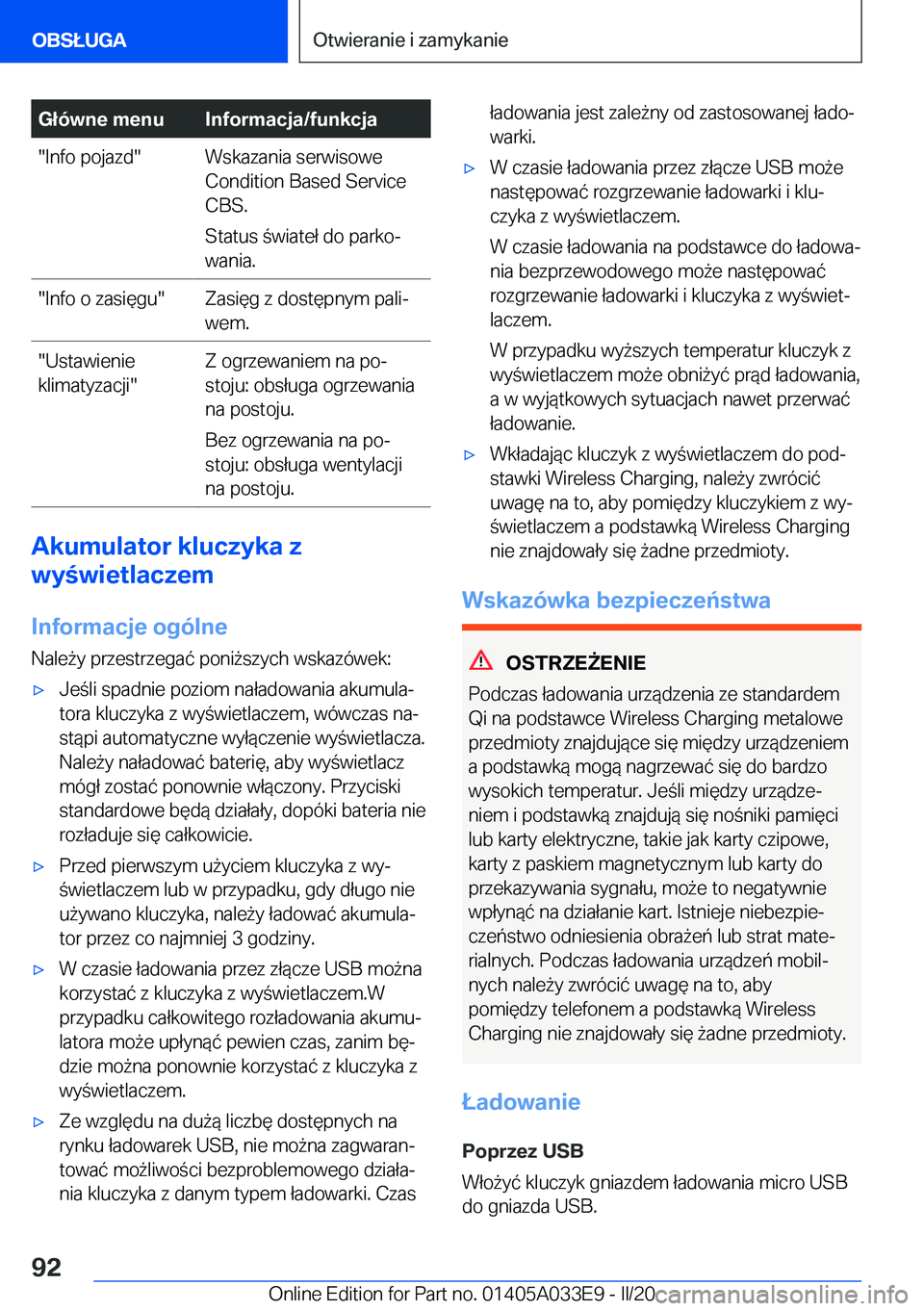 BMW X5 M 2020  Instrukcja obsługi (in Polish) �G�ł�