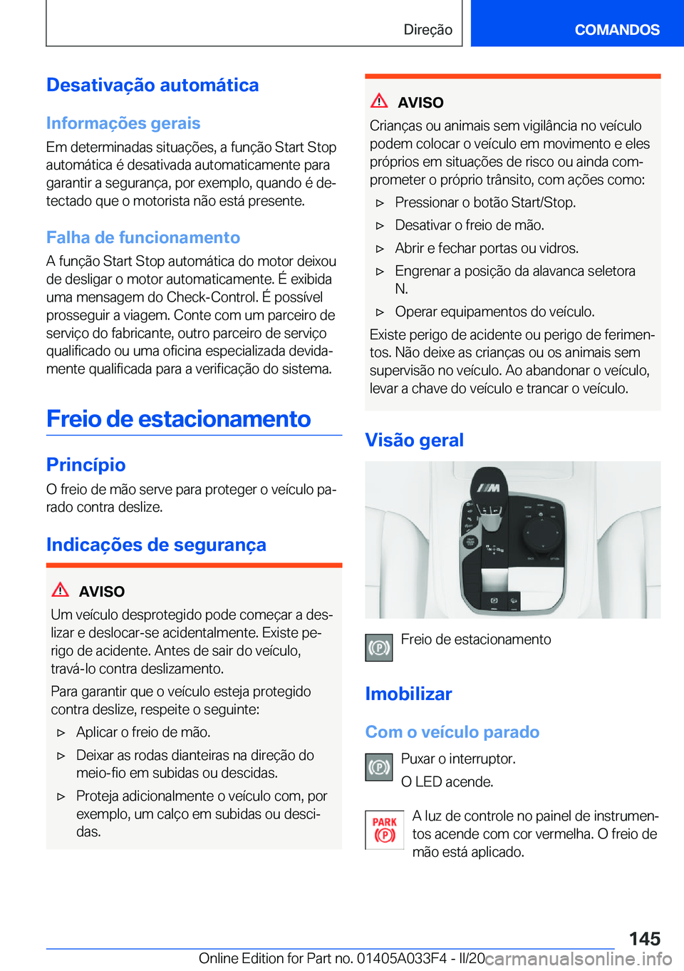 BMW X5 M 2020  Manual do condutor (in Portuguese) �D�e�s�a�t�i�v�a�