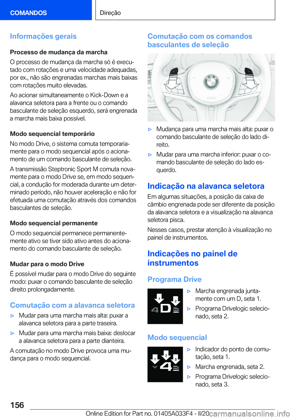 BMW X5 M 2020  Manual do condutor (in Portuguese) �I�n�f�o�r�m�a�