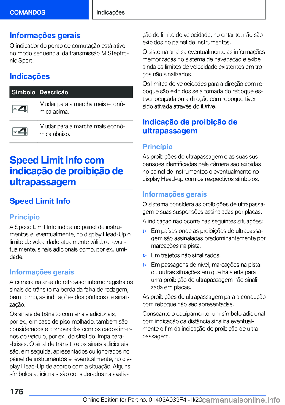 BMW X5 M 2020  Manual do condutor (in Portuguese) �I�n�f�o�r�m�a�