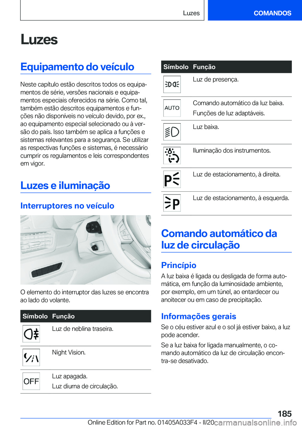 BMW X5 M 2020  Manual do condutor (in Portuguese) �L�u�z�e�s�E�q�u�i�p�a�m�e�n�t�o��d�o��v�e�