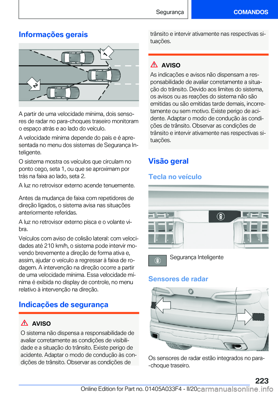 BMW X5 M 2020  Manual do condutor (in Portuguese) �I�n�f�o�r�m�a�