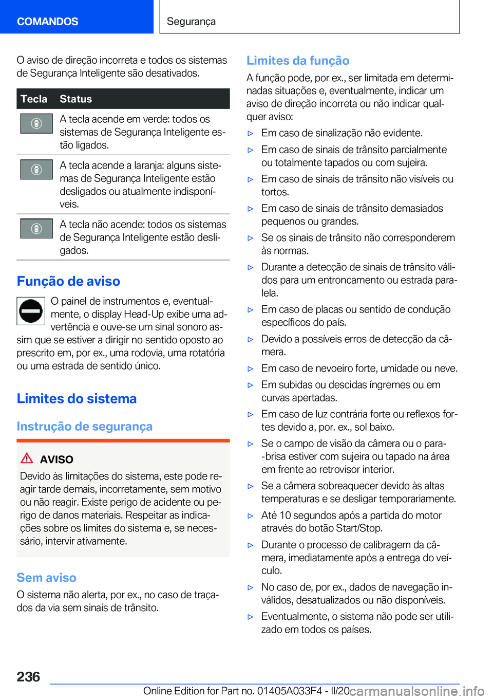 BMW X5 M 2020  Manual do condutor (in Portuguese) �O��a�v�i�s�o��d�e��d�i�r�e�