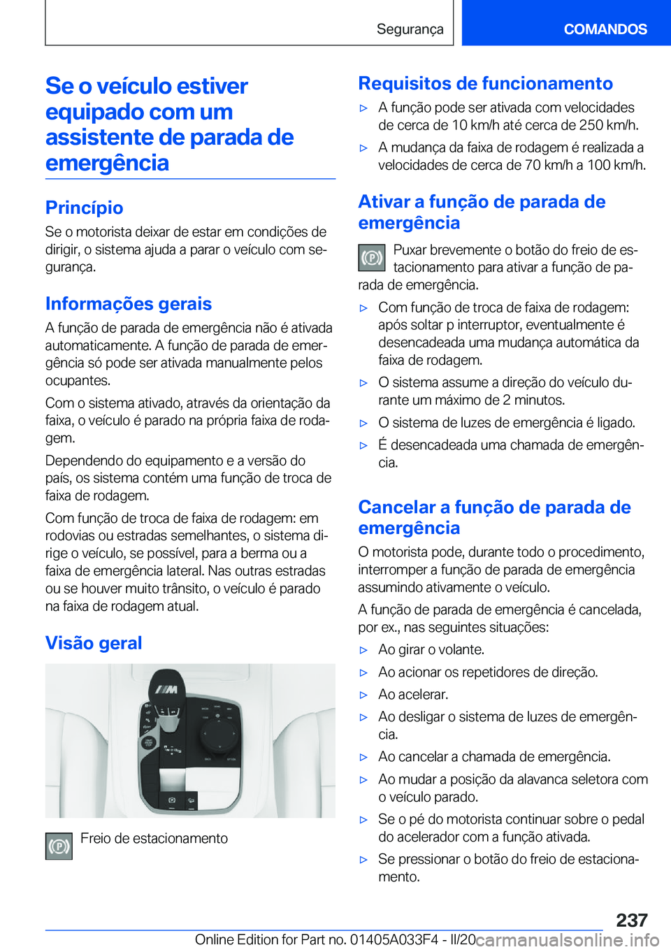 BMW X5 M 2020  Manual do condutor (in Portuguese) �S�e��o��v�e�
