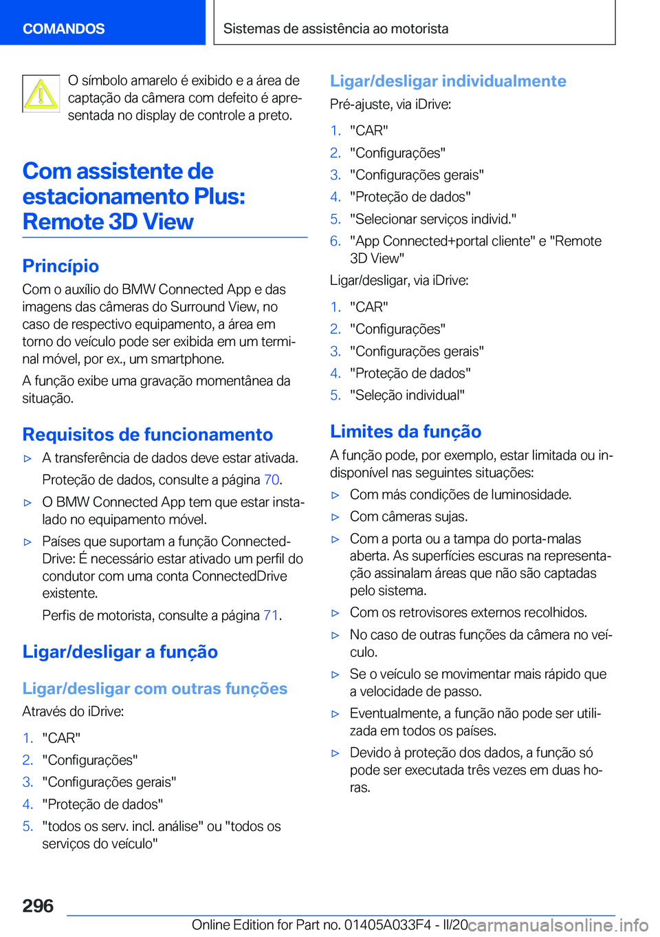 BMW X5 M 2020  Manual do condutor (in Portuguese) �O��s�