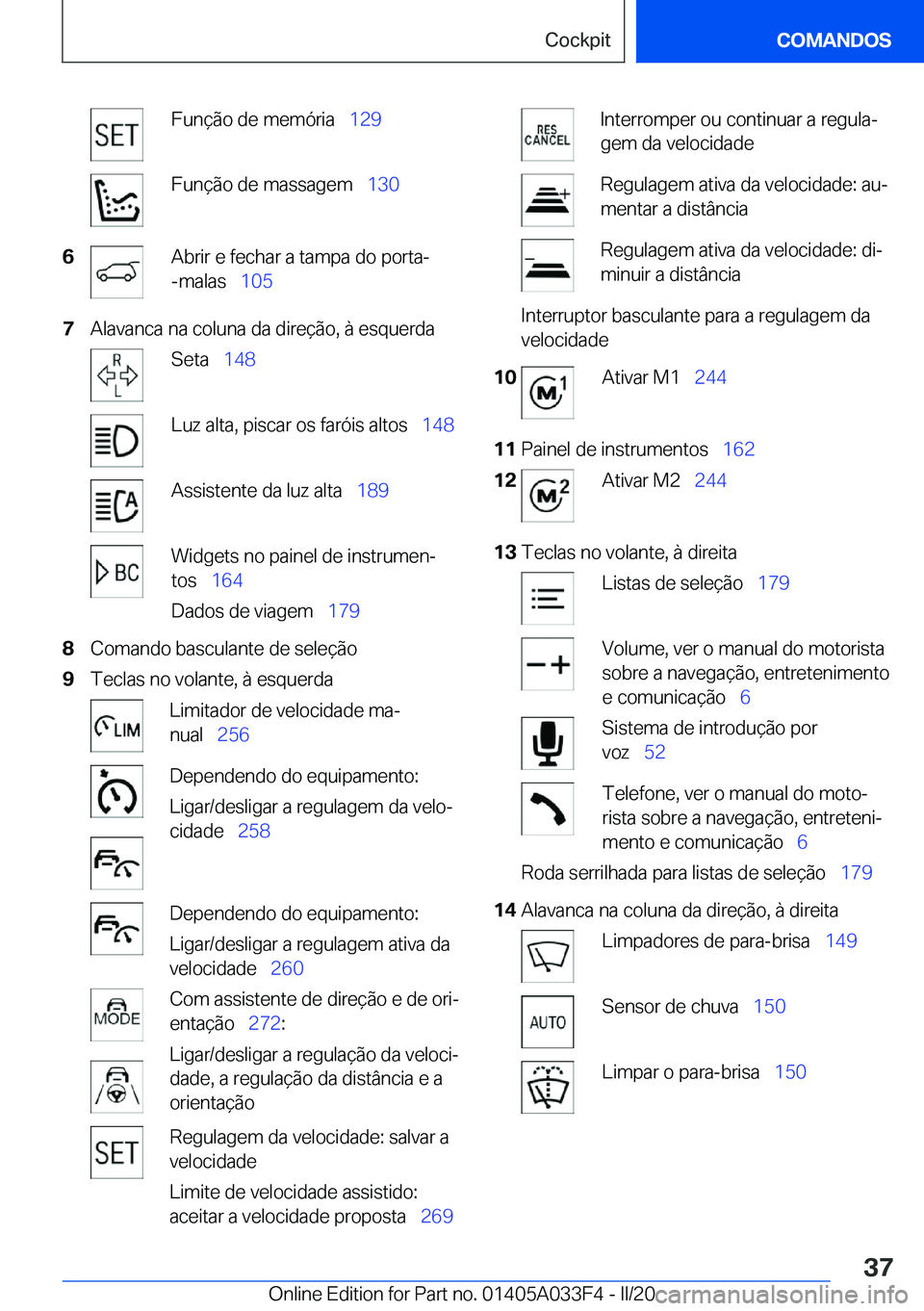 BMW X5 M 2020  Manual do condutor (in Portuguese) �F�u�n�