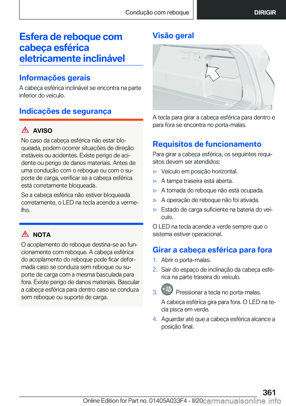 BMW X5 M 2020  Manual do condutor (in Portuguese) �E�s�f�e�r�a��d�e��r�e�b�o�q�u�e��c�o�m�c�a�b�e�