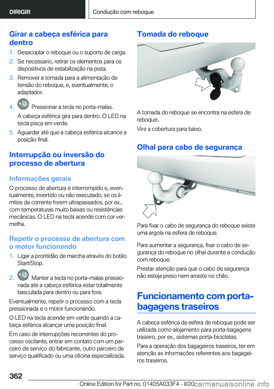 BMW X5 M 2020  Manual do condutor (in Portuguese) �G�i�r�a�r��a��c�a�b�e�