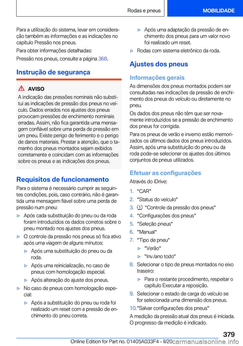 BMW X5 M 2020  Manual do condutor (in Portuguese) �P�a�r�a��a��u�t�i�l�i�z�a�
