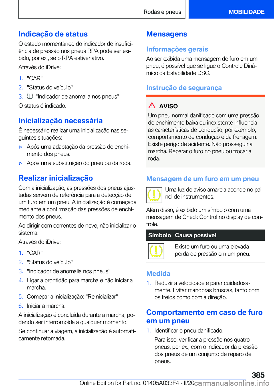 BMW X5 M 2020  Manual do condutor (in Portuguese) �I�n�d�i�c�a�