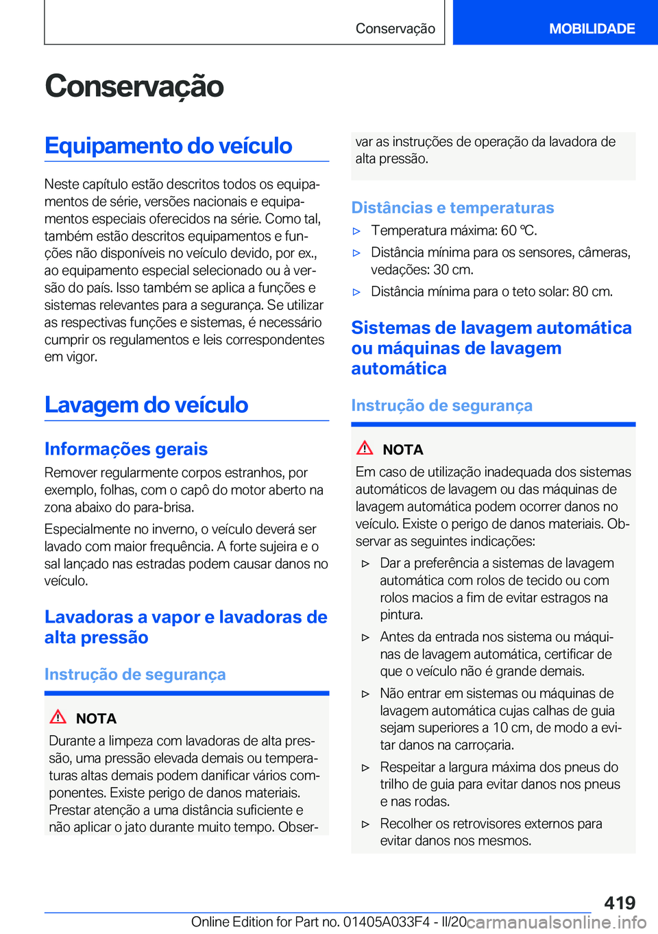 BMW X5 M 2020  Manual do condutor (in Portuguese) �C�o�n�s�e�r�v�a�