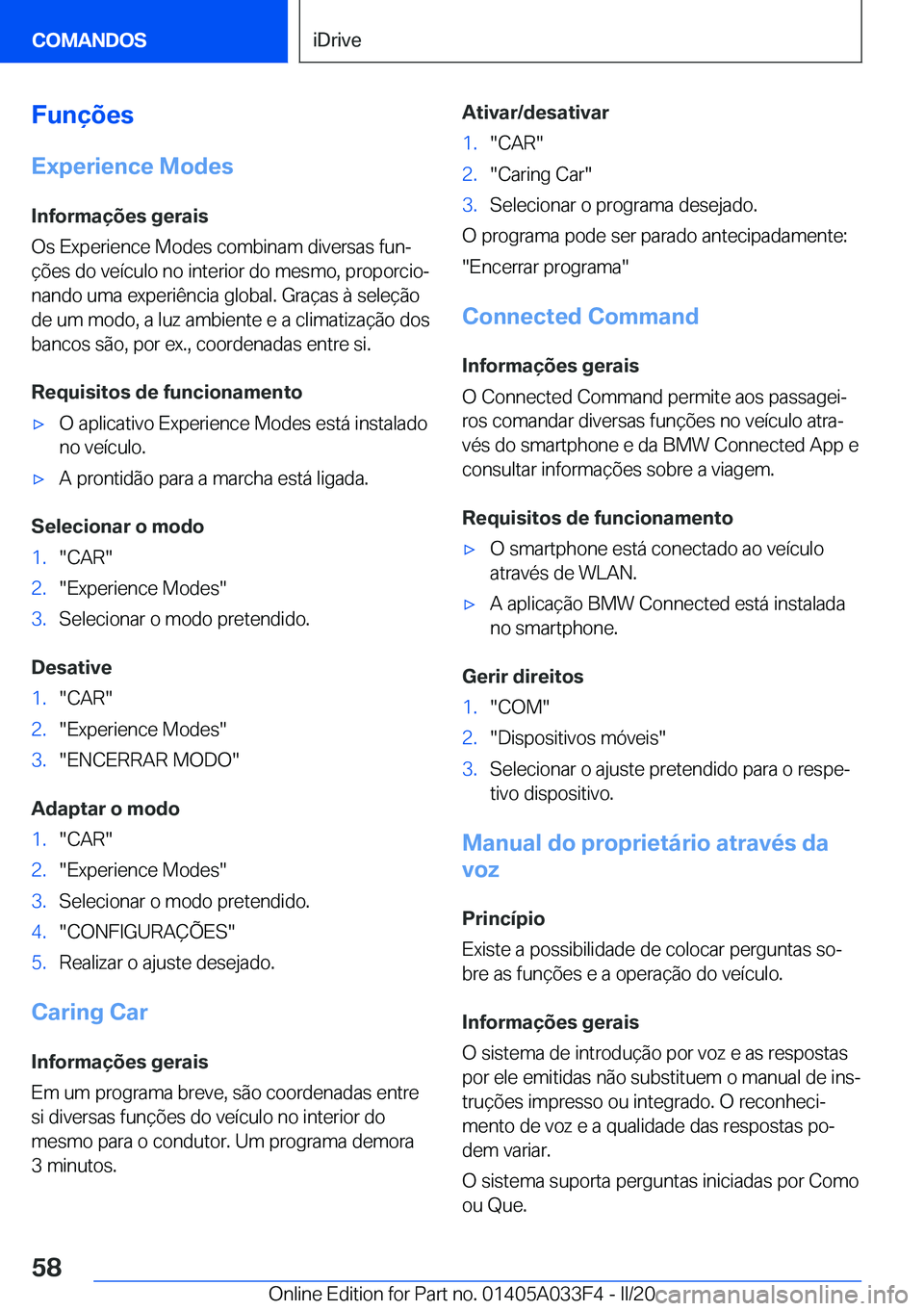 BMW X5 M 2020  Manual do condutor (in Portuguese) �F�u�n�
