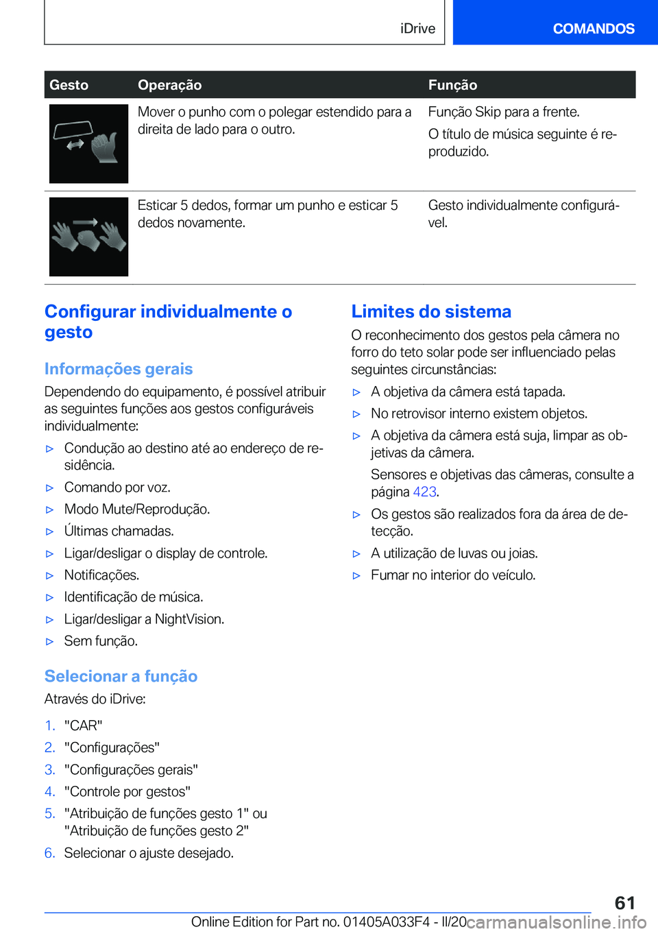 BMW X5 M 2020  Manual do condutor (in Portuguese) �G�e�s�t�o�O�p�e�r�a�