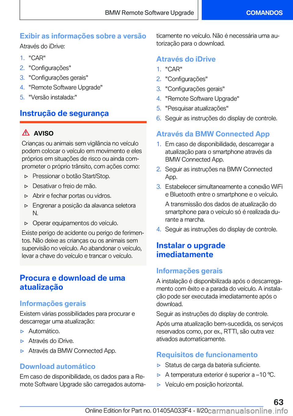 BMW X5 M 2020  Manual do condutor (in Portuguese) �E�x�i�b�i�r��a�s��i�n�f�o�r�m�a�