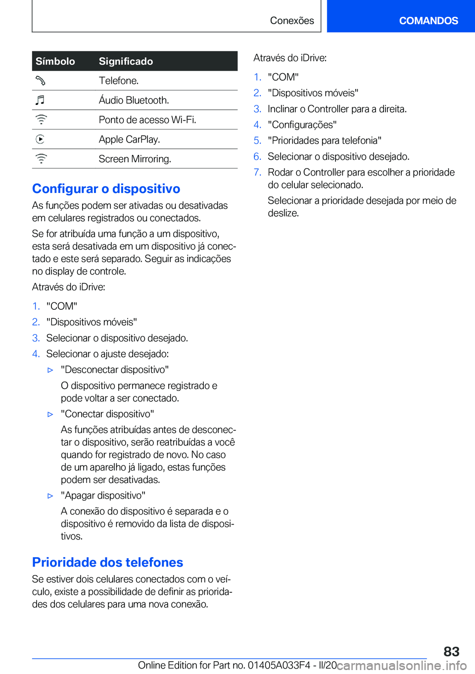 BMW X5 M 2020  Manual do condutor (in Portuguese) �S�