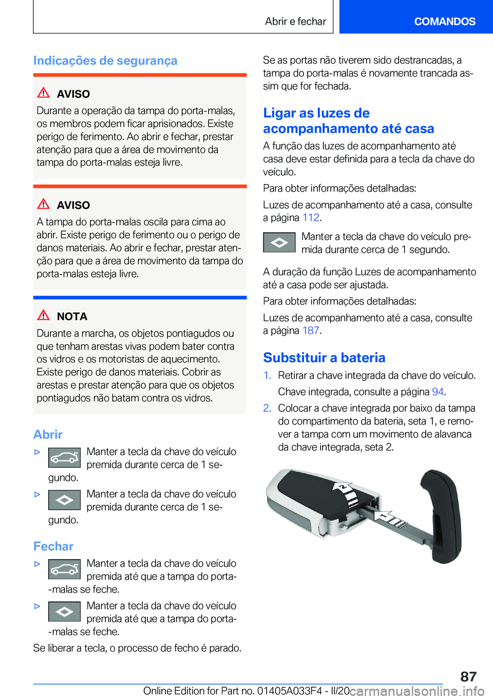 BMW X5 M 2020  Manual do condutor (in Portuguese) �I�n�d�i�c�a�