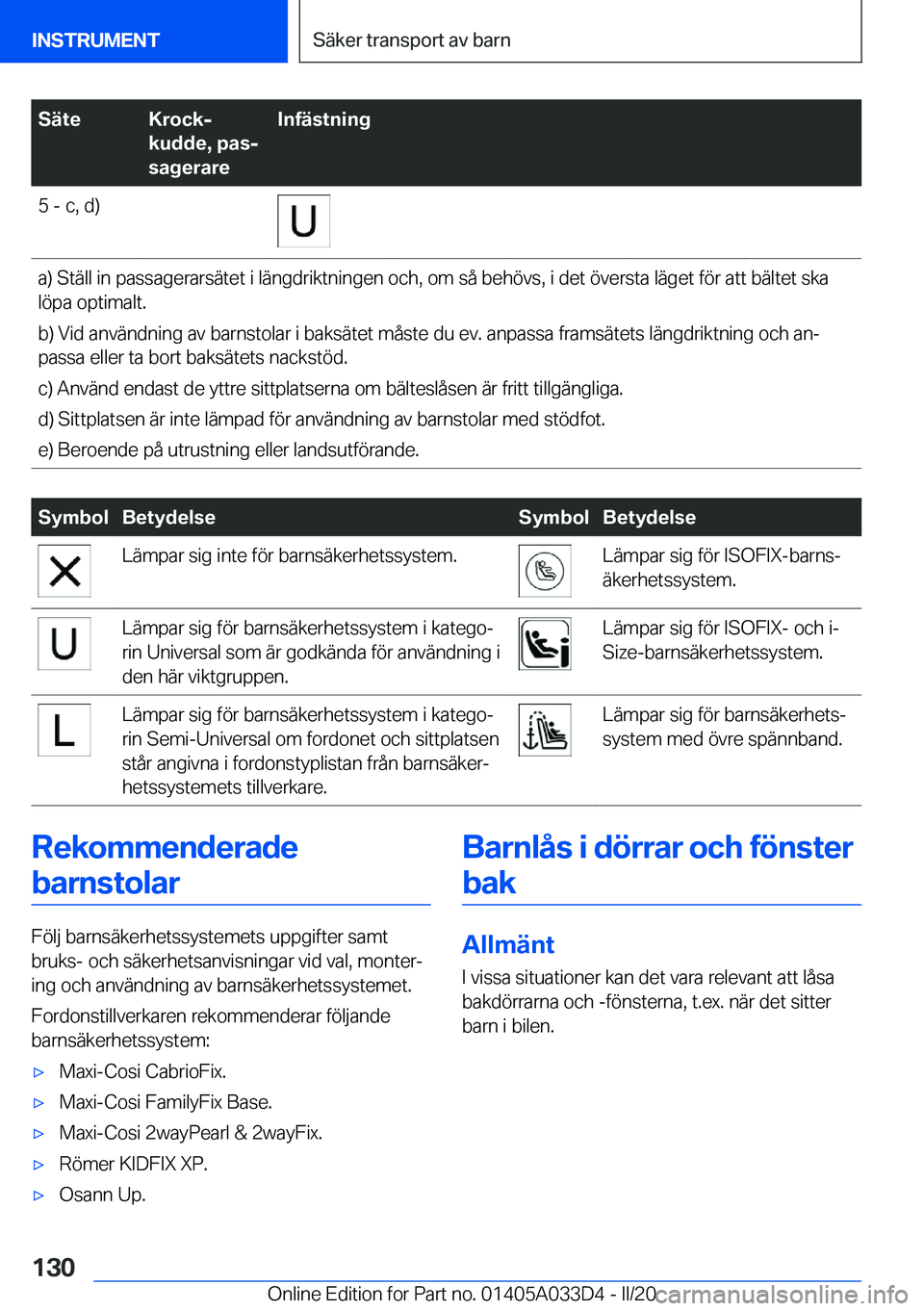 BMW X5 M 2020  InstruktionsbÖcker (in Swedish) �S�ä�t�e�K�r�o�c�kj
�k�u�d�d�e�,��p�a�sj
�s�a�g�e�r�a�r�e�I�n�f�ä�s�t�n�i�n�g�5��-��c�,��d�)�a�)��S�t�ä�l�l��i�n��p�a�s�s�a�g�e�r�a�r�s�ä�t�e�t��i��l�ä�n�g�d�r�i�k�t�n�i�n�g�e�n��o�c�