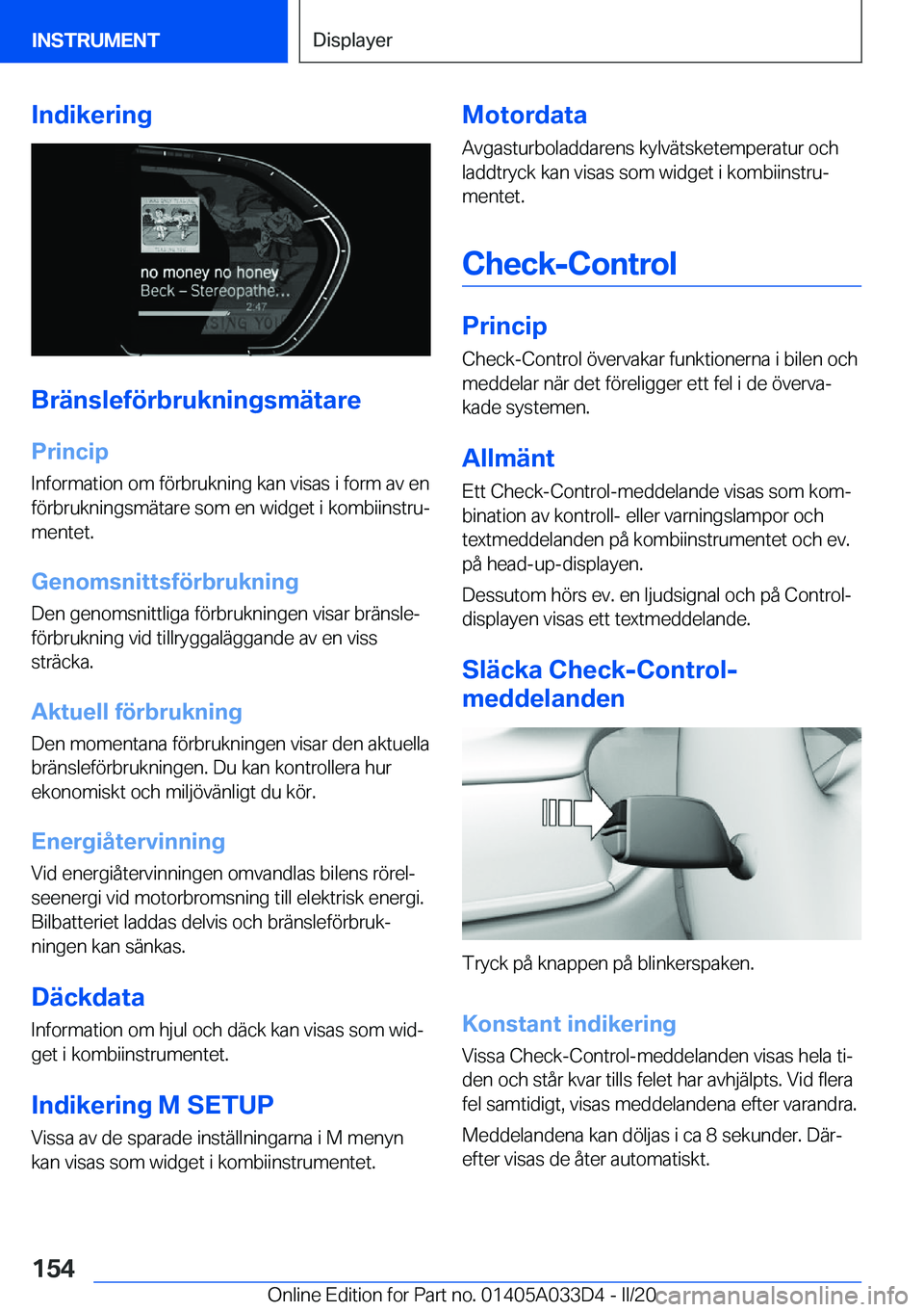 BMW X5 M 2020  InstruktionsbÖcker (in Swedish) �I�n�d�i�k�e�r�i�n�g
�B�r�ä�n�s�l�e�f�