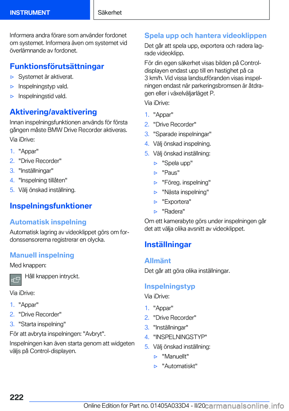 BMW X5 M 2020  InstruktionsbÖcker (in Swedish) �I�n�f�o�r�m�e�r�a��a�n�d�r�a��f�