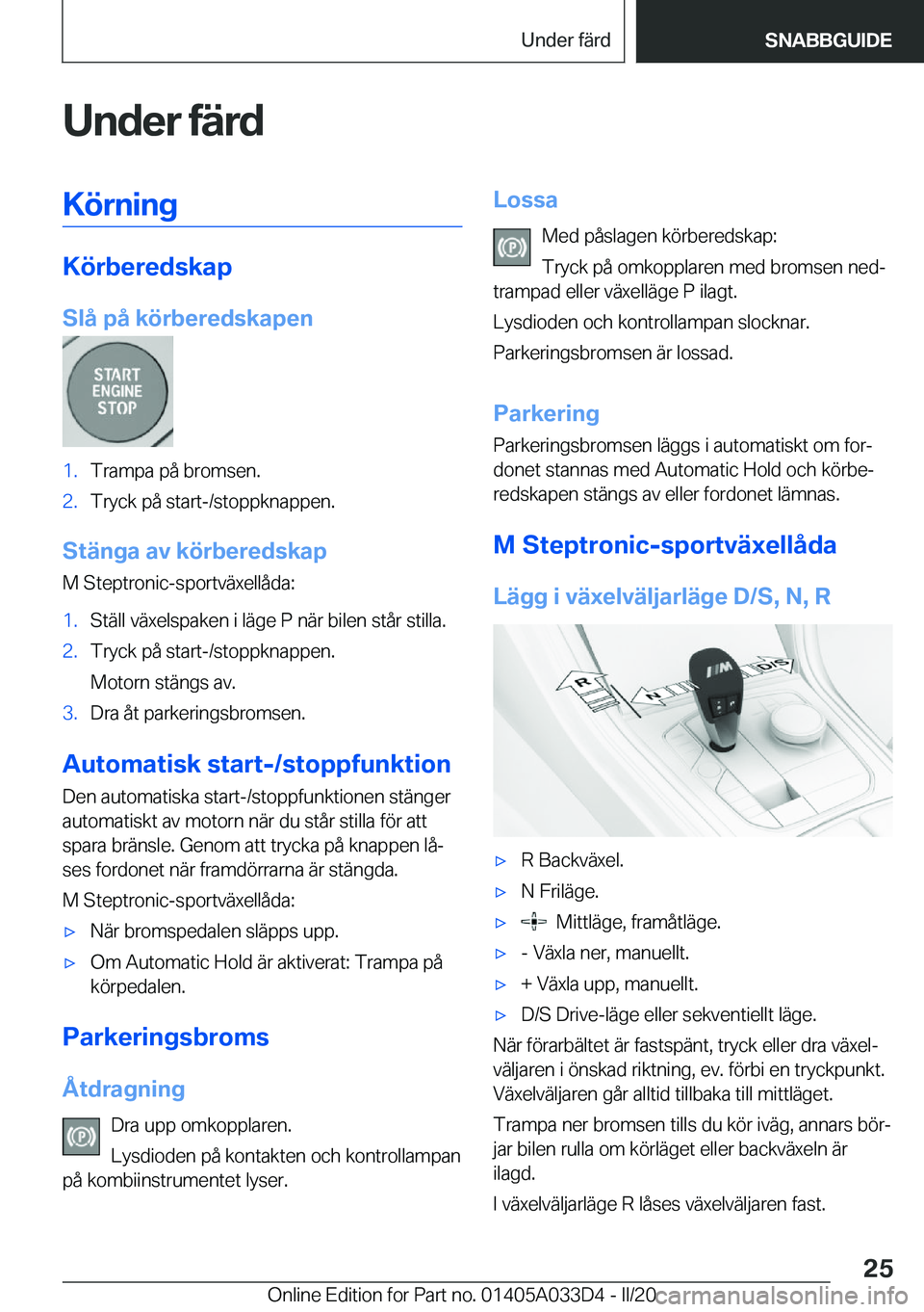 BMW X5 M 2020  InstruktionsbÖcker (in Swedish) �U�n�d�e�r��f�ä�r�d�K�