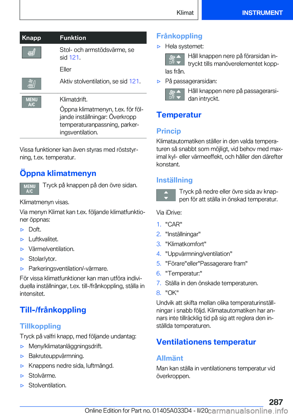 BMW X5 M 2020  InstruktionsbÖcker (in Swedish) �K�n�a�p�p�F�u�n�k�t�i�o�n�S�t�o�l�-��o�c�h��a�r�m�s�t�