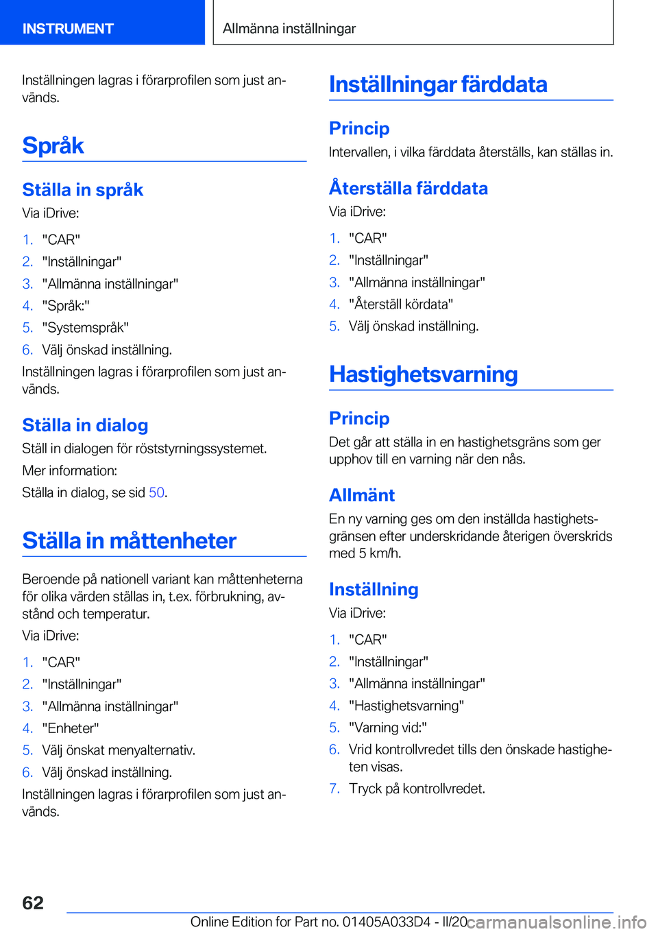 BMW X5 M 2020  InstruktionsbÖcker (in Swedish) �I�n�s�t�ä�l�l�n�i�n�g�e�n��l�a�g�r�a�s��i��f�