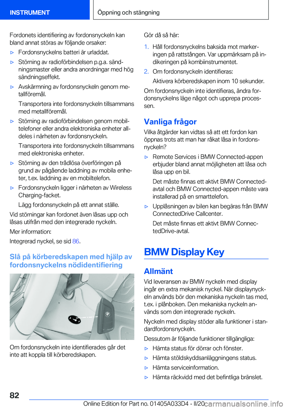 BMW X5 M 2020  InstruktionsbÖcker (in Swedish) �F�o�r�d�o�n�e�t�s��i�d�e�n�t�i�f�i�e�r�i�n�g��a�v��f�o�r�d�o�n�s�n�y�c�k�e�l�n��k�a�n�b�l�a�n�d��a�n�n�a�t��s�t�