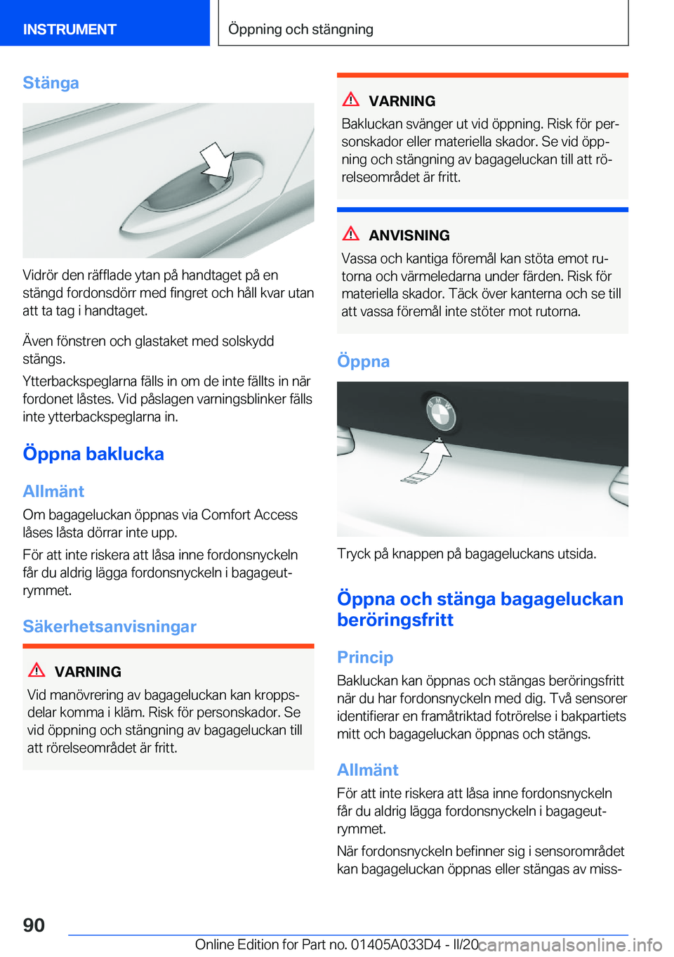 BMW X5 M 2020  InstruktionsbÖcker (in Swedish) �S�t�ä�n�g�a
�V�i�d�r�